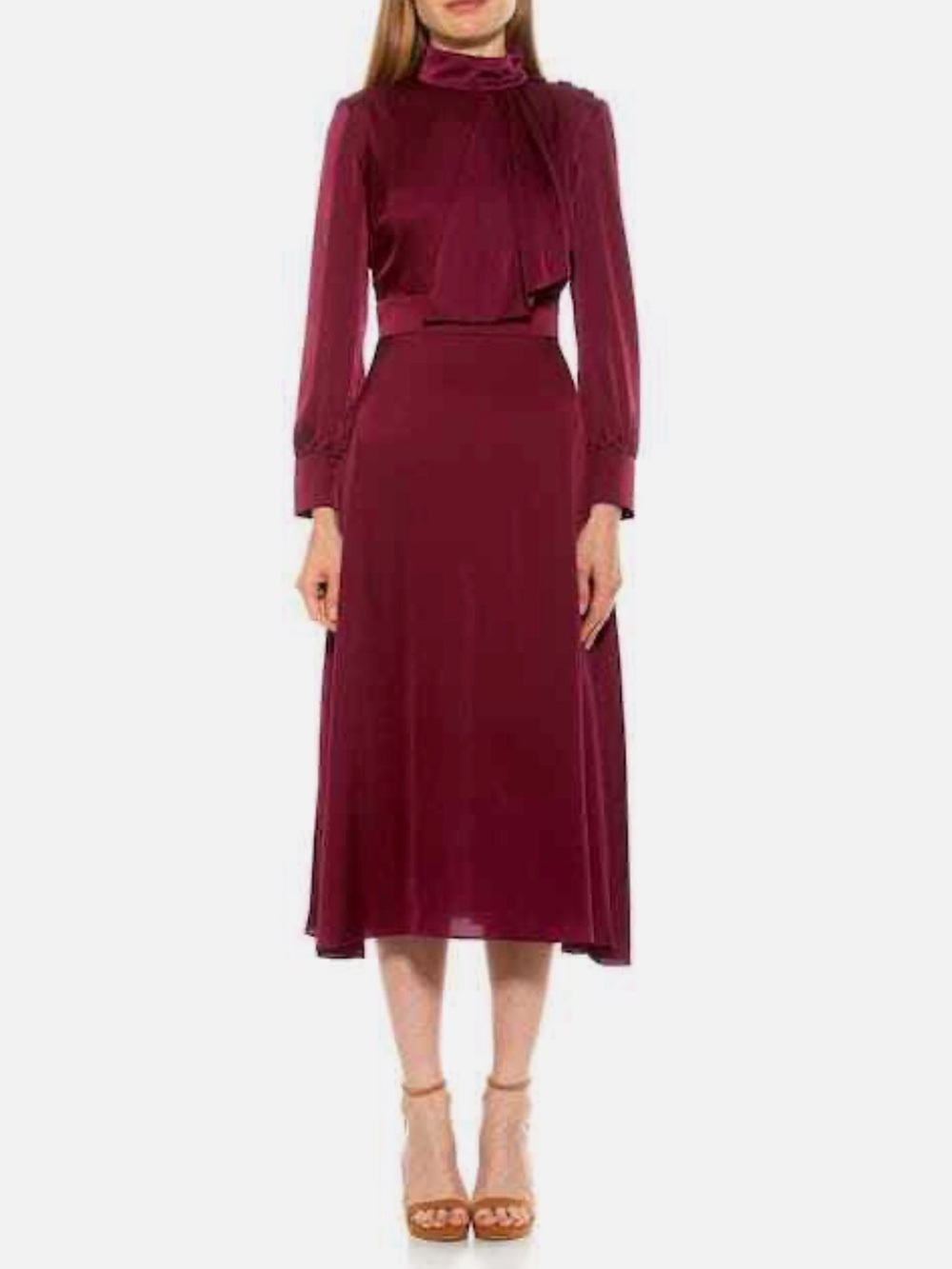 Alexia Admor BROOKLYNN MIDI FIT AND FLARE DRESS CRANBERRY WOMENS Sz10